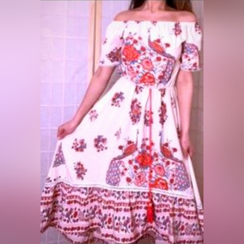 City Chic Off-Shoulder Maxi Dress in Red and White